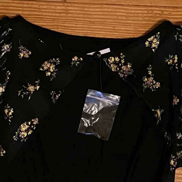 NWOT Free People Magdalena Midi dress in Black/Yellow Floral Sz 0. - Picture 9 of 12